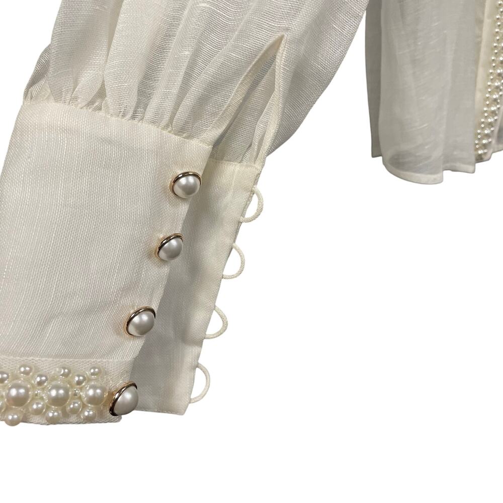 NWT Zimmermann High Tide Pearl Shirt Ivory Long Sleeve Button Up AU 0 / US 4 - Picture 5 of 11